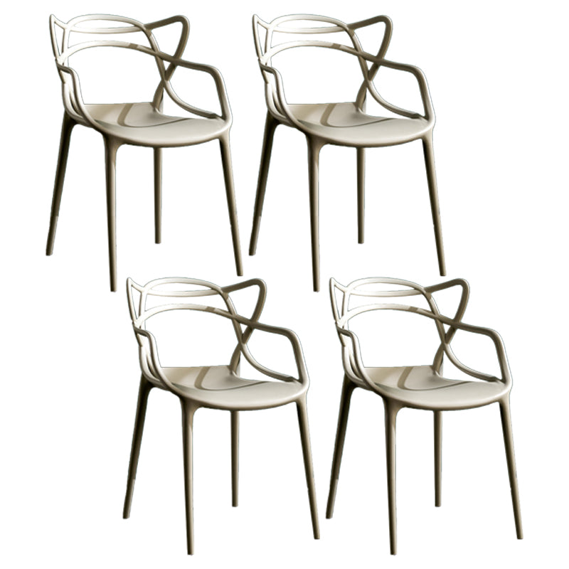 Sillas de comedor de cocina de estilo moderno Silla auxiliar con brazo de comedor con patas de plástico
