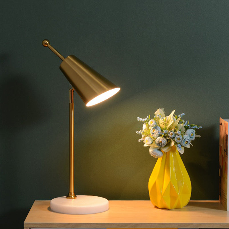 Metal Tapered Night Table Light Contemporary 1-Light Gold Nightstand Lamp for Bedroom