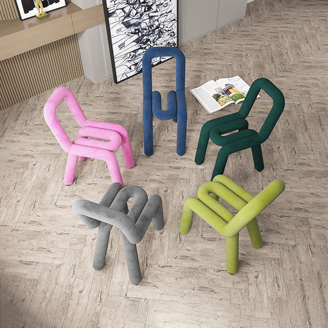 Sillas de terciopelo de estilo moderno, juego de sillas de comedor con parte trasera abierta