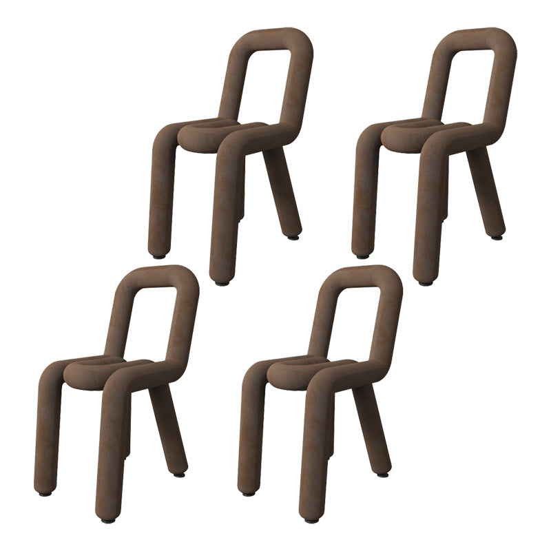 Sillas de terciopelo de estilo moderno, juego de sillas de comedor con parte trasera abierta
