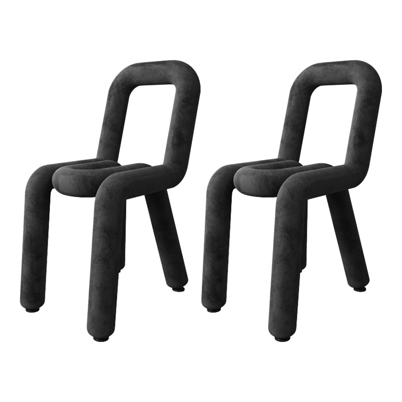 Sillas de terciopelo de estilo moderno, juego de sillas de comedor con parte trasera abierta