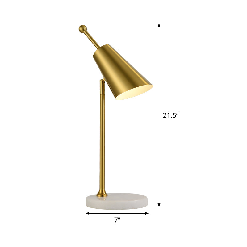 Metal Tapered Night Table Light Contemporary 1-Light Gold Nightstand Lamp for Bedroom