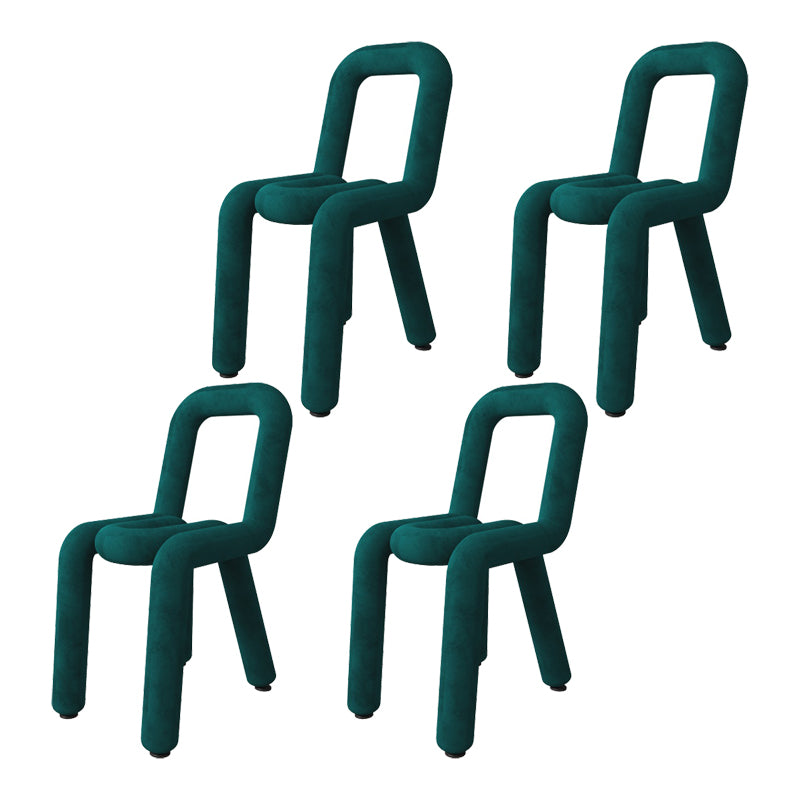 Sillas de terciopelo de estilo moderno, juego de sillas de comedor con parte trasera abierta