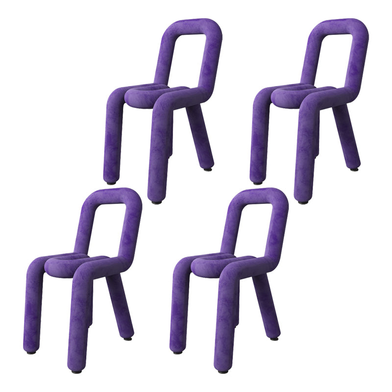 Sillas de terciopelo de estilo moderno, juego de sillas de comedor con parte trasera abierta