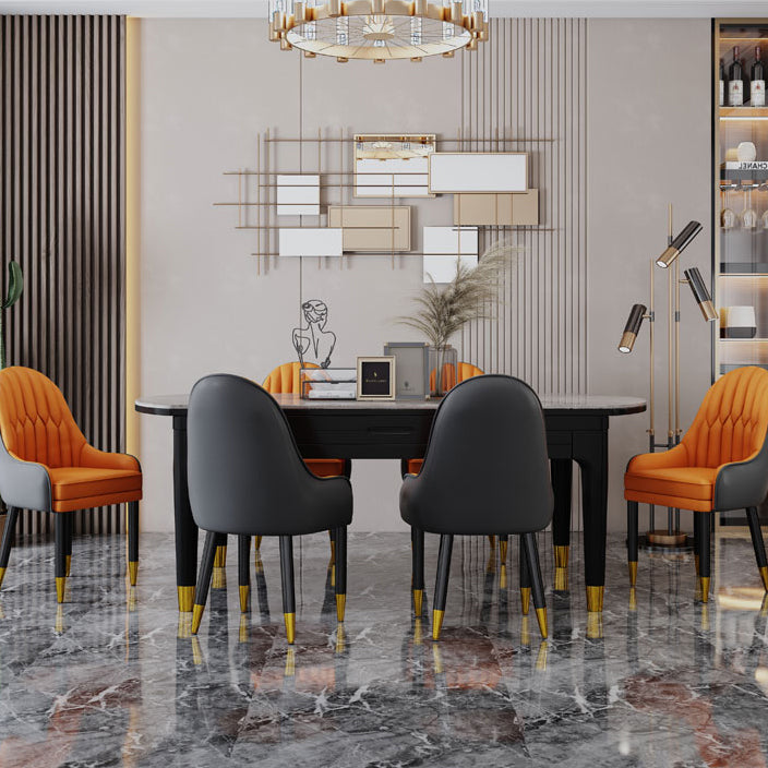 Silla escandinava para el hogar, sillón tapizado con respaldo Parsons, silla de comedor de madera