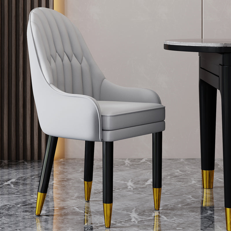 Silla escandinava para el hogar, sillón tapizado con respaldo Parsons, silla de comedor de madera