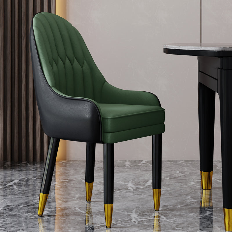 Silla escandinava para el hogar, sillón tapizado con respaldo Parsons, silla de comedor de madera