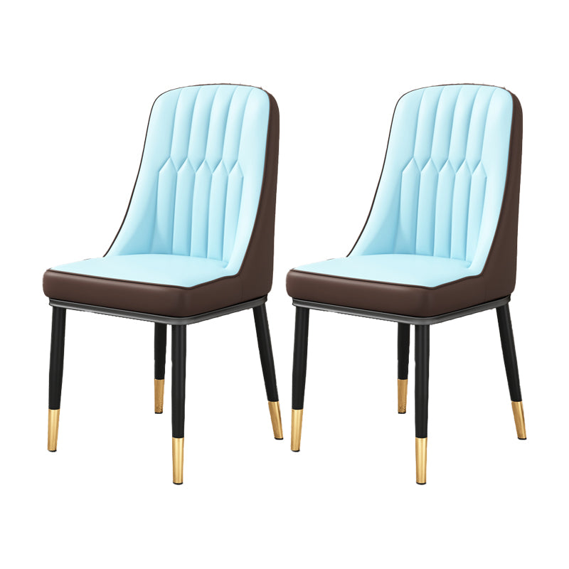 Silla auxiliar escandinava para el hogar, silla de comedor tapizada de Metal con respaldo Parsons