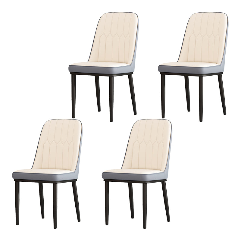 Silla de comedor de metal de estilo escandinavo, silla sin brazos con respaldo sólido