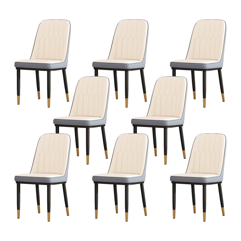 Silla de comedor de metal de estilo escandinavo, silla sin brazos con respaldo sólido