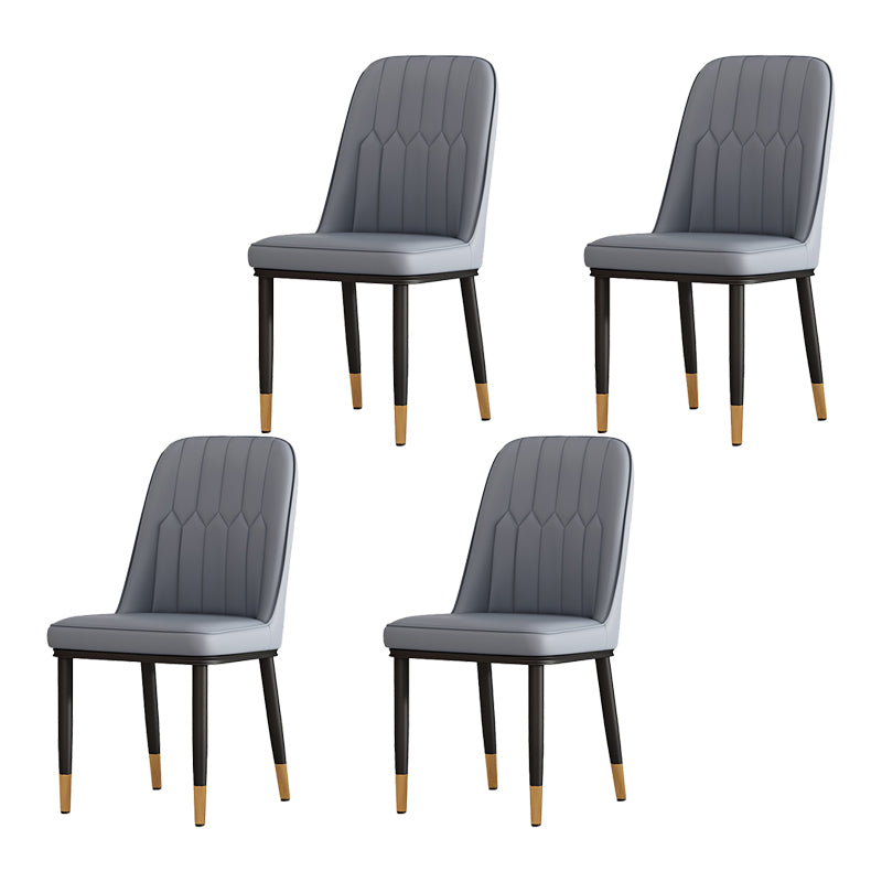Silla de comedor de metal de estilo escandinavo, silla sin brazos con respaldo sólido