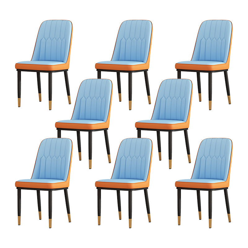 Silla de comedor de metal de estilo escandinavo, silla sin brazos con respaldo sólido