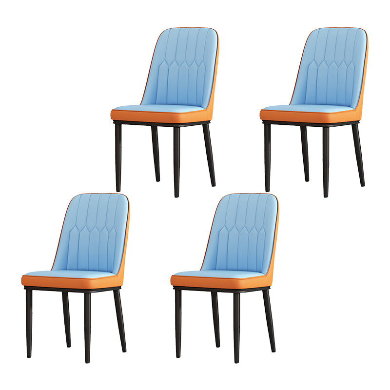 Silla de comedor de metal de estilo escandinavo, silla sin brazos con respaldo sólido