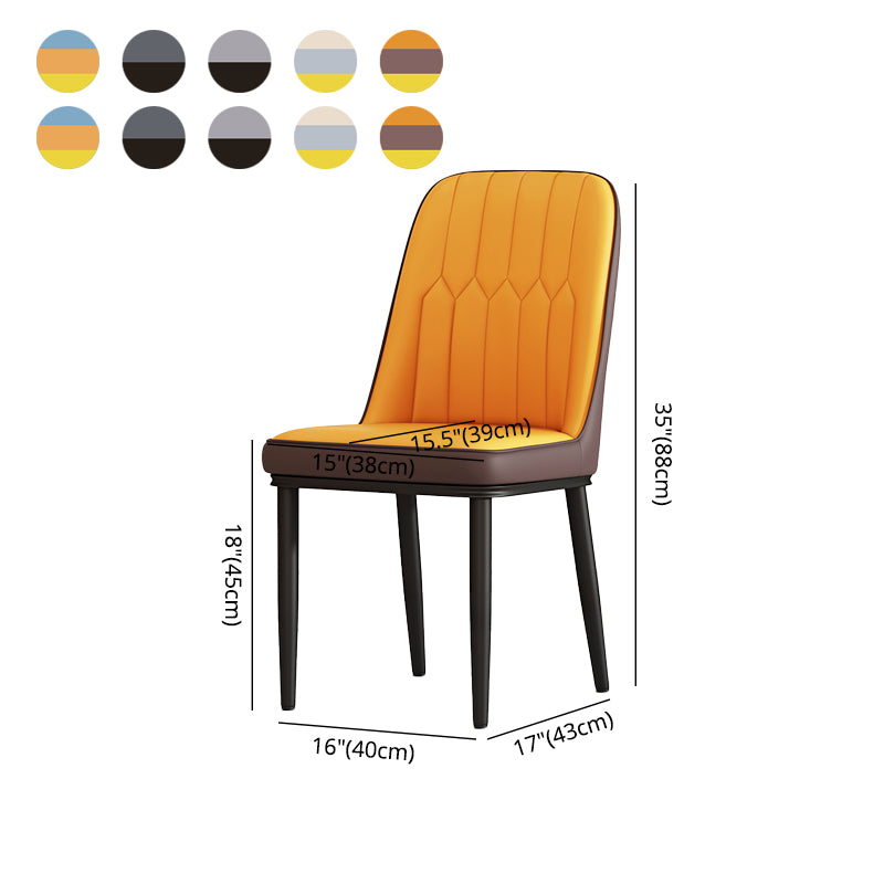 Silla de comedor de metal de estilo escandinavo, silla sin brazos con respaldo sólido