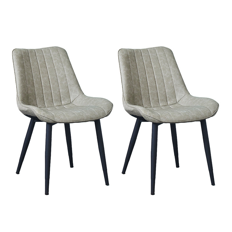 Silla lateral escandinava interior Silla de comedor con respaldo sólido tapizada de metal