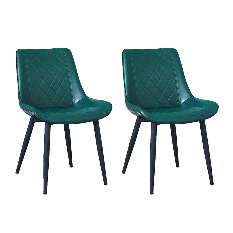 Silla lateral escandinava interior Silla de comedor con respaldo sólido tapizada de metal