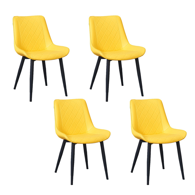 Silla lateral escandinava interior Silla de comedor con respaldo sólido tapizada de metal