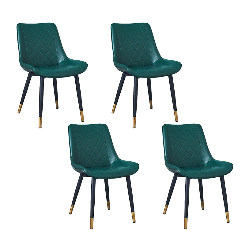 Silla lateral escandinava interior Silla de comedor con respaldo sólido tapizada de metal