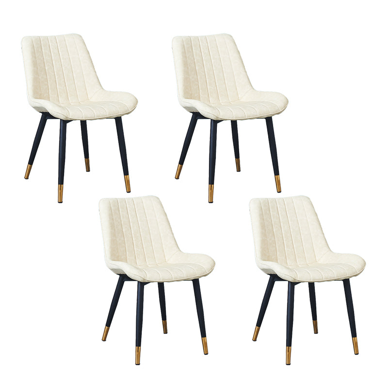 Silla lateral escandinava interior Silla de comedor con respaldo sólido tapizada de metal