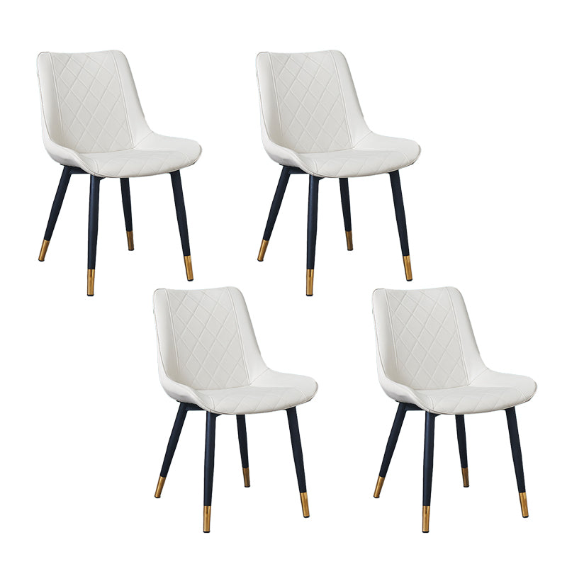 Silla lateral escandinava interior Silla de comedor con respaldo sólido tapizada de metal