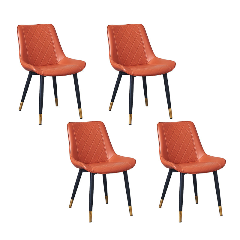 Silla lateral escandinava interior Silla de comedor con respaldo sólido tapizada de metal