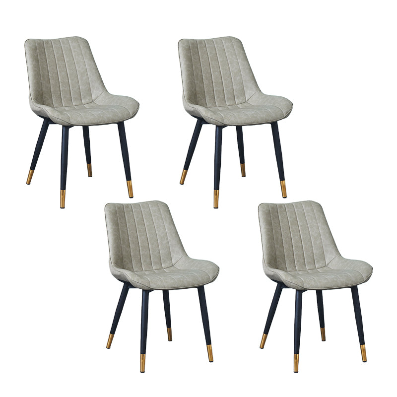 Silla lateral escandinava interior Silla de comedor con respaldo sólido tapizada de metal