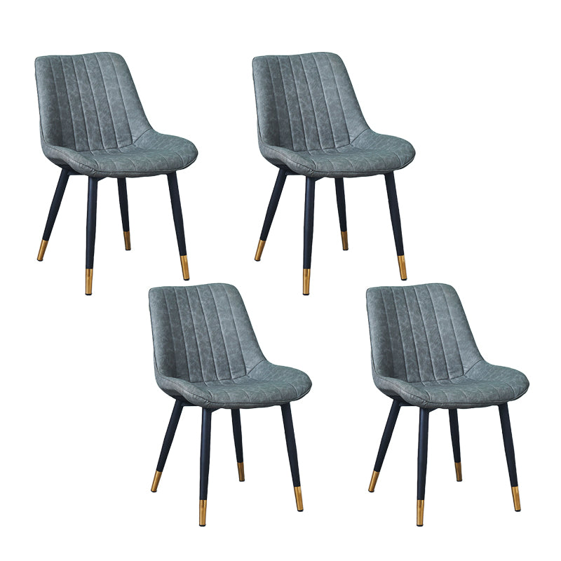 Silla lateral escandinava interior Silla de comedor con respaldo sólido tapizada de metal