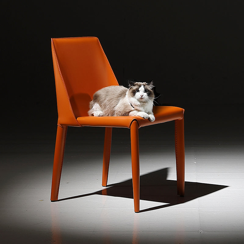 Silla lateral de comedor contemporánea de metal, silla con respaldo sólido sin brazos para comedor