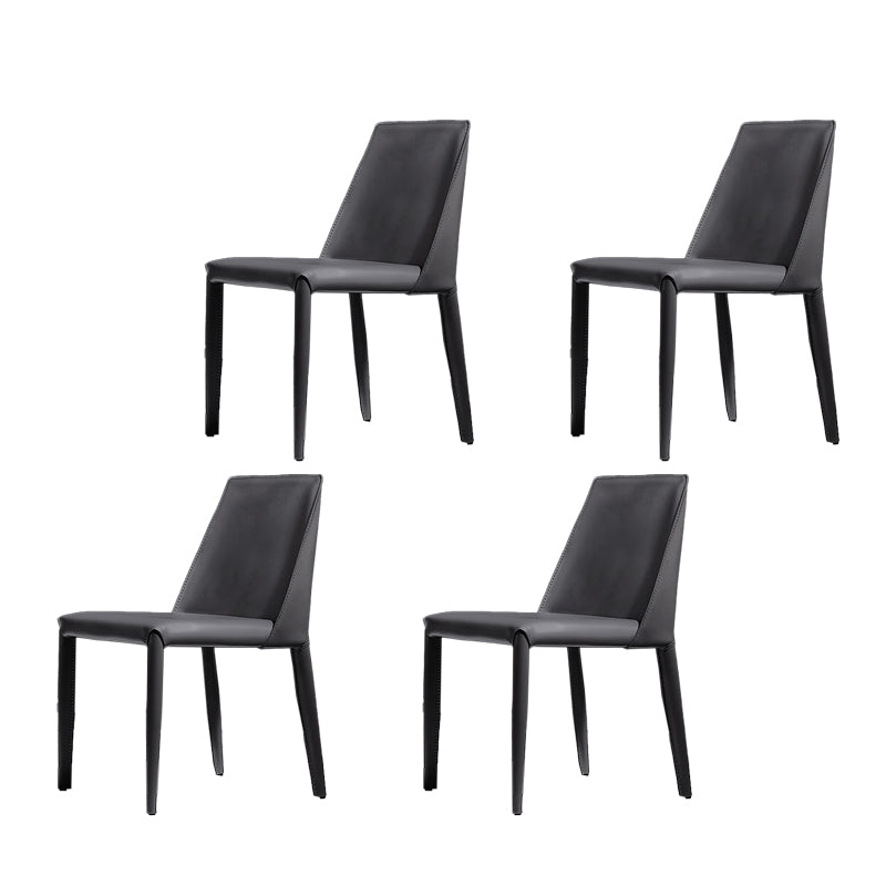 Silla lateral de comedor contemporánea de metal, silla con respaldo sólido sin brazos para comedor