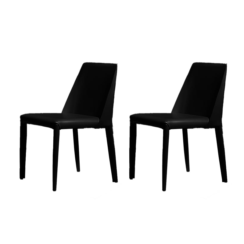 Silla lateral de comedor contemporánea de metal, silla con respaldo sólido sin brazos para comedor