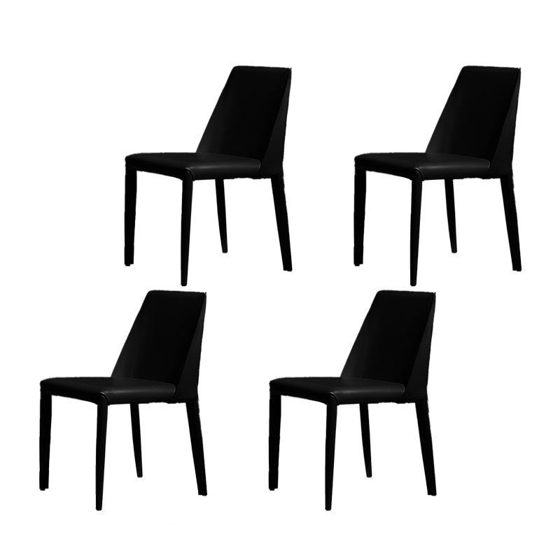Silla lateral de comedor contemporánea de metal, silla con respaldo sólido sin brazos para comedor
