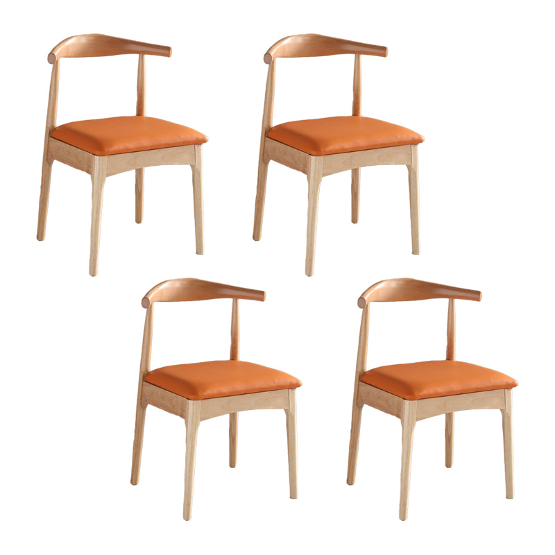 Silla lateral escandinava interior tapizada Silla de comedor de madera con respaldo abierto