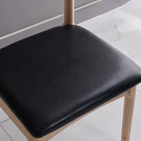 Silla lateral escandinava interior tapizada Silla de comedor de madera con respaldo abierto