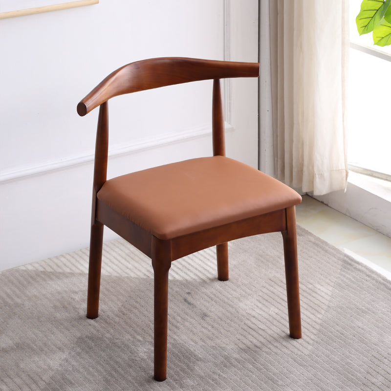 Silla lateral escandinava interior tapizada Silla de comedor de madera con respaldo abierto