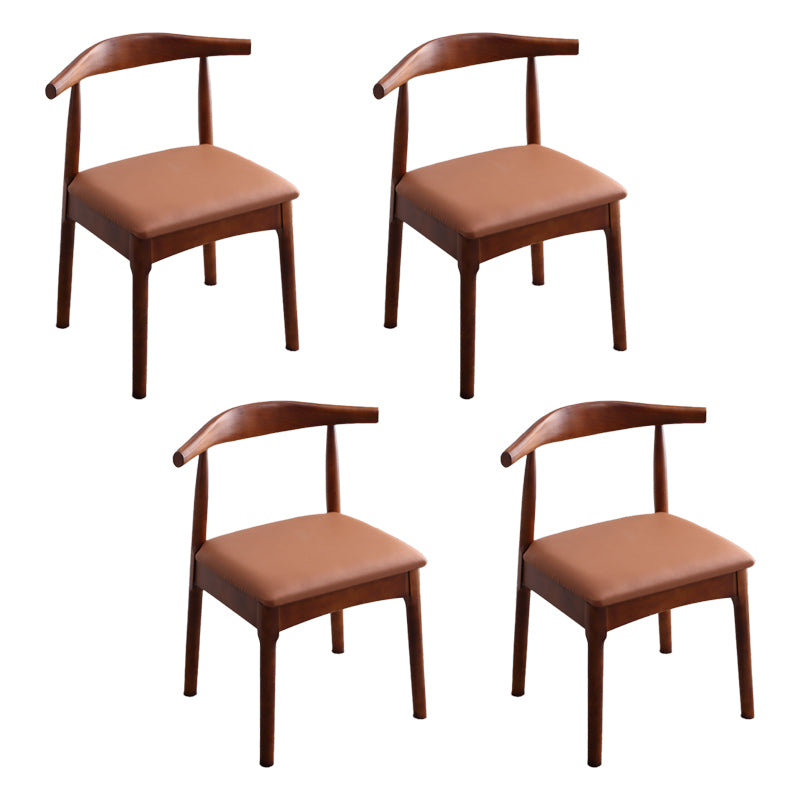 Silla lateral escandinava interior tapizada Silla de comedor de madera con respaldo abierto