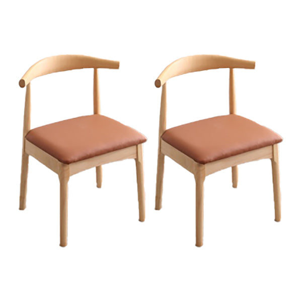 Silla lateral escandinava interior tapizada Silla de comedor de madera con respaldo abierto
