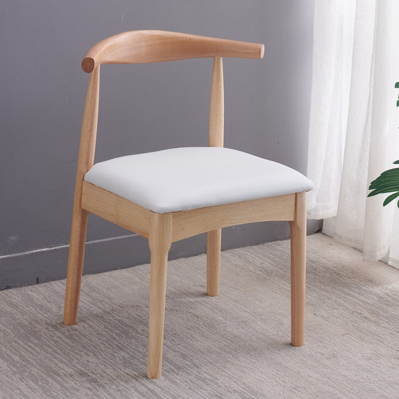 Silla lateral escandinava interior tapizada Silla de comedor de madera con respaldo abierto