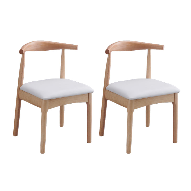 Silla lateral escandinava interior tapizada Silla de comedor de madera con respaldo abierto