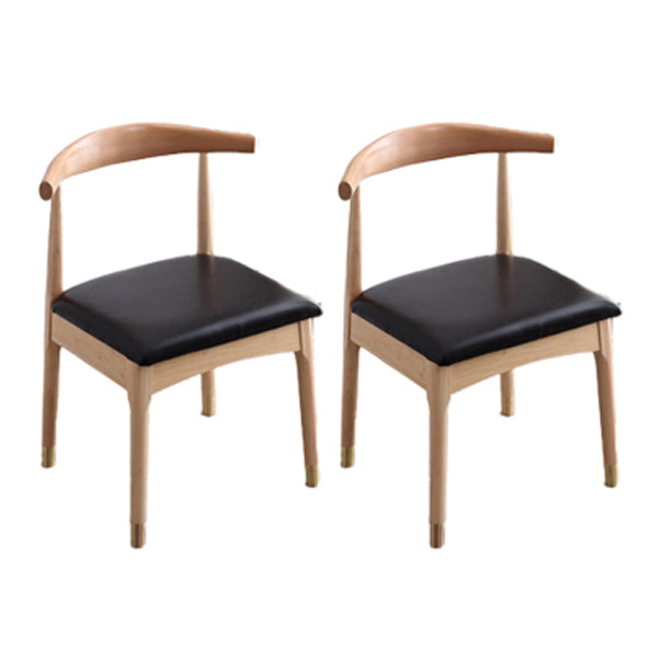 Silla lateral escandinava interior tapizada Silla de comedor de madera con respaldo abierto