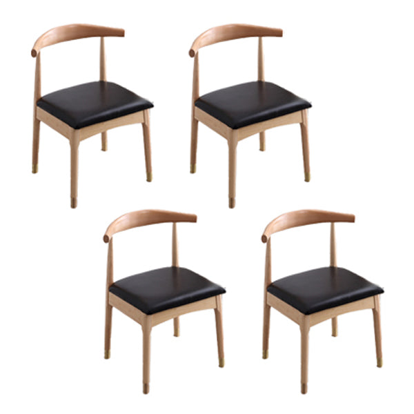 Silla lateral escandinava interior tapizada Silla de comedor de madera con respaldo abierto