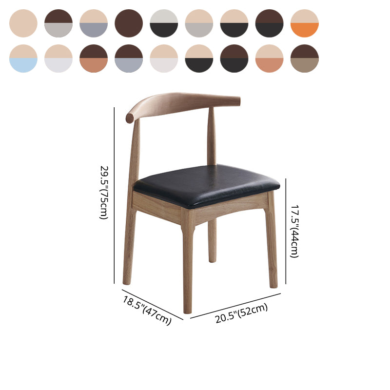 Silla lateral escandinava interior tapizada Silla de comedor de madera con respaldo abierto