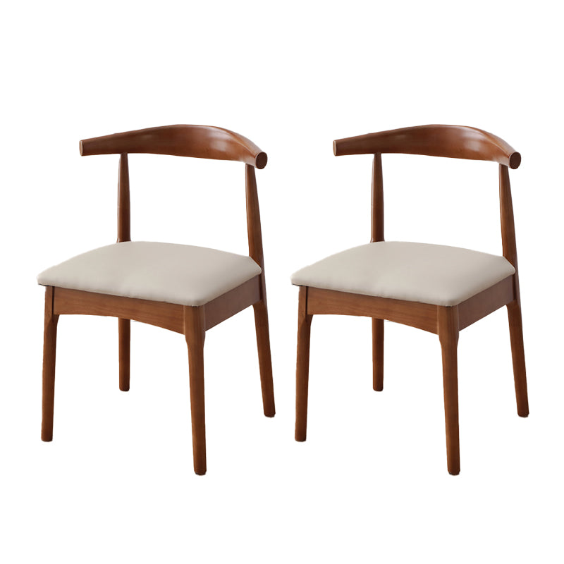 Silla auxiliar escandinava de interior tapizada de madera con respaldo abierto (juego de 2)