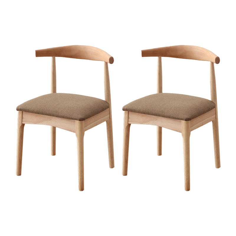 Silla auxiliar escandinava de interior tapizada de madera con respaldo abierto (juego de 2)