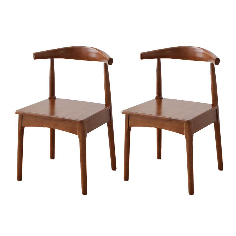 Silla auxiliar escandinava de interior tapizada de madera con respaldo abierto (juego de 2)