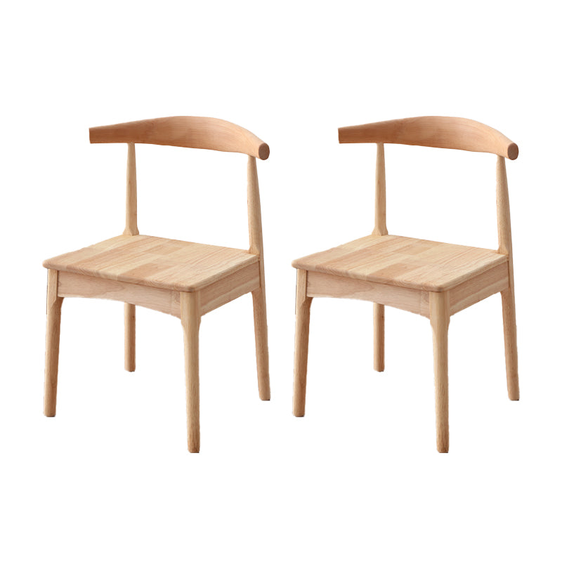 Silla auxiliar escandinava de interior tapizada de madera con respaldo abierto (juego de 2)