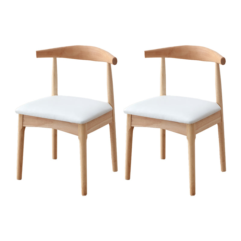 Silla auxiliar escandinava de interior tapizada de madera con respaldo abierto (juego de 2)
