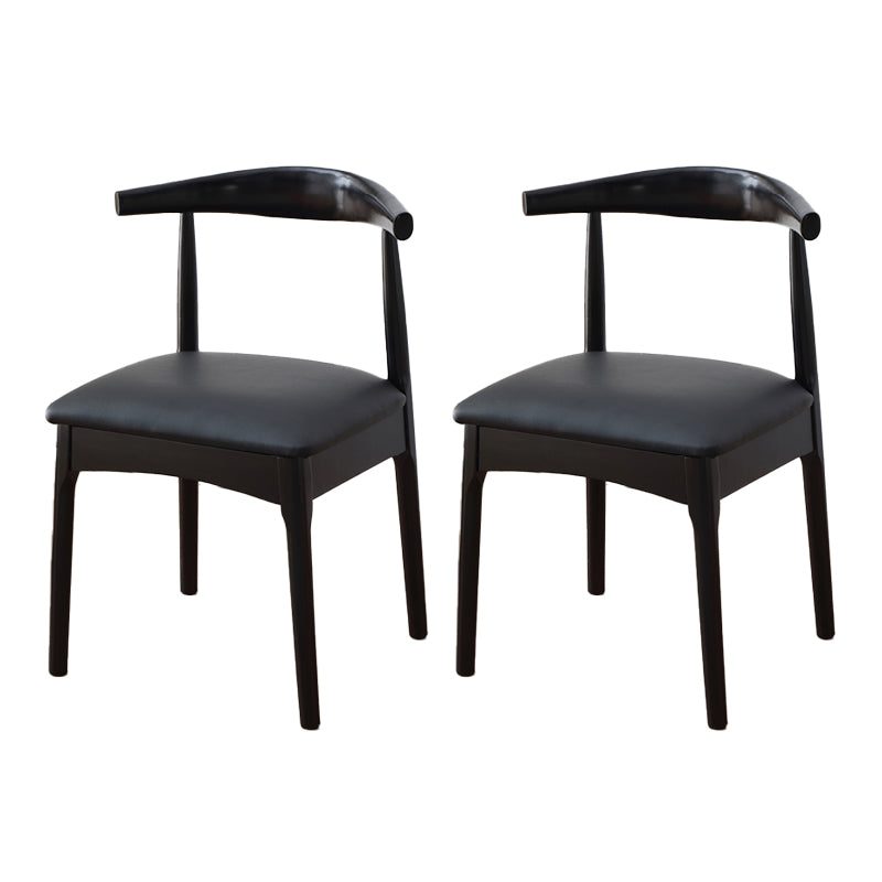 Silla auxiliar escandinava de interior tapizada de madera con respaldo abierto (juego de 2)
