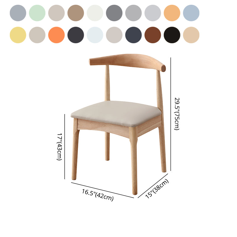 Silla auxiliar escandinava de interior tapizada de madera con respaldo abierto (juego de 2)