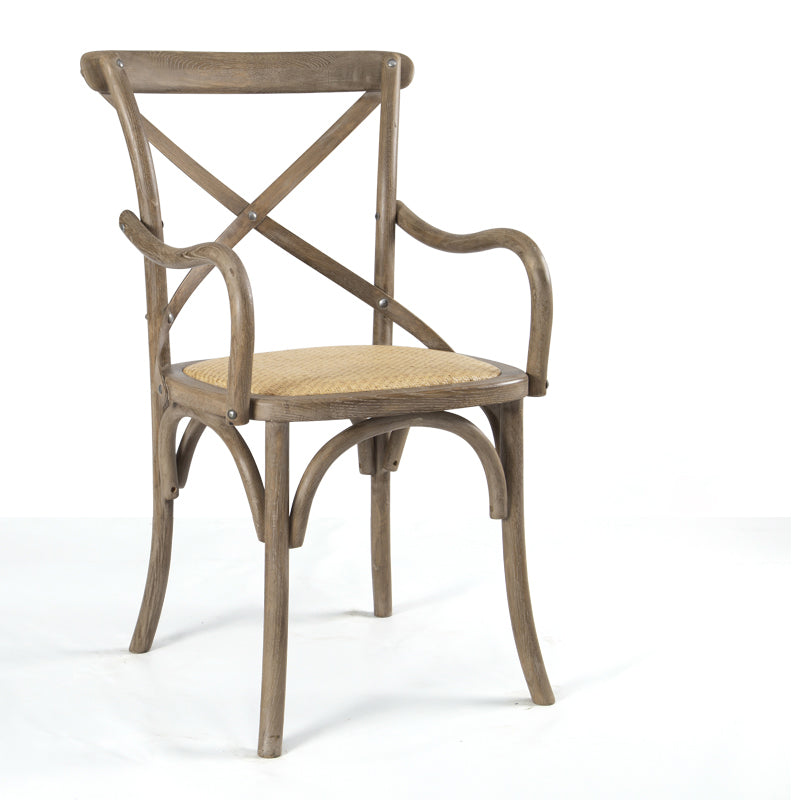 Chaises de salle à manger en bois de ferme, fauteuil latéral arrière croisé pour Restaurant