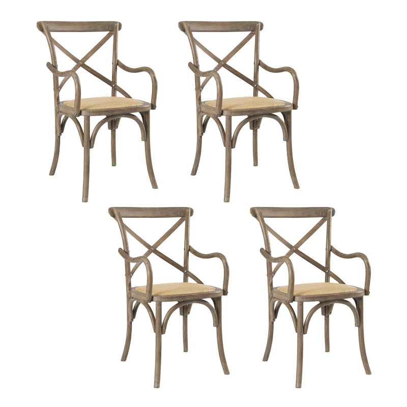 Chaises de salle à manger en bois de ferme, fauteuil latéral arrière croisé pour Restaurant